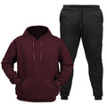 Kit Moletom Conjunto Canguru + Calça Flanelado Unissex Com Capuz Algodão Liso Sem Estampa