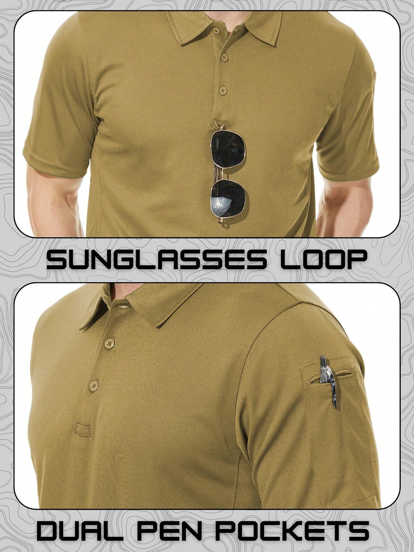 Speed mate Camisa Polo Golfe Masculina Secagem Rápida Cáqui