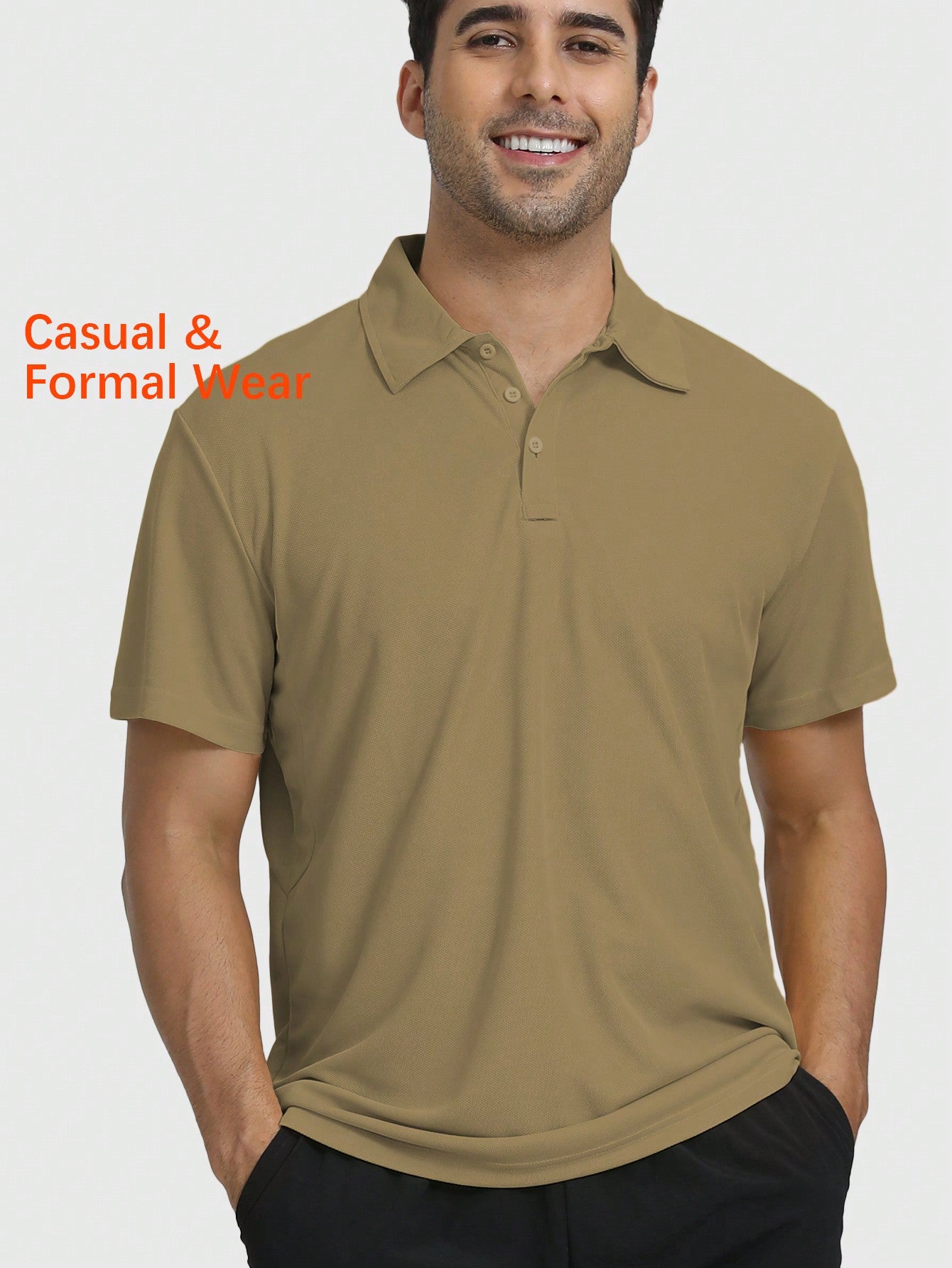 Speed mate Camisa Polo Golfe Masculina Secagem Rápida Cáqui