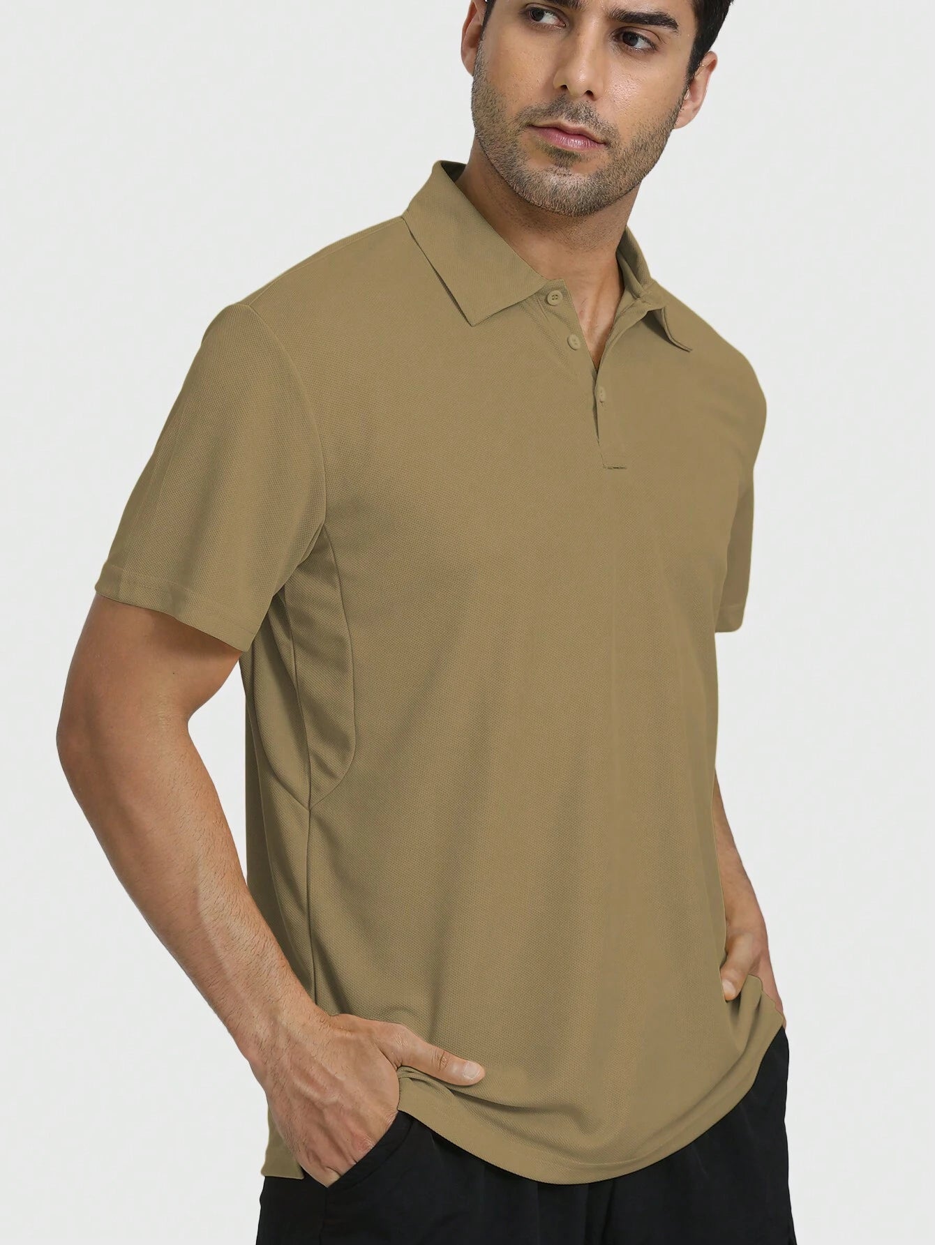 Speed mate Camisa Polo Golfe Masculina Secagem Rápida Cáqui