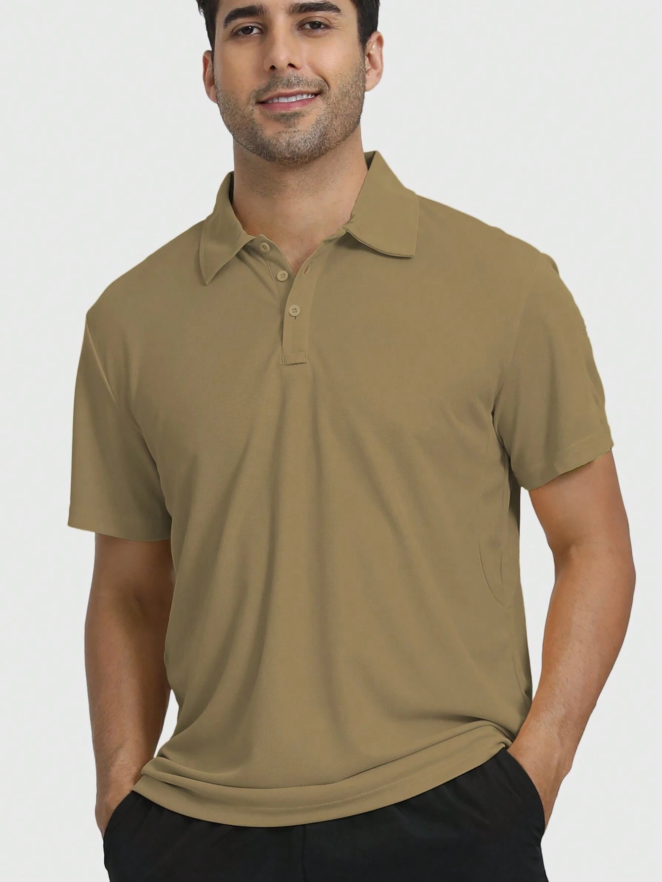 Speed mate Camisa Polo Golfe Masculina Secagem Rápida Cáqui