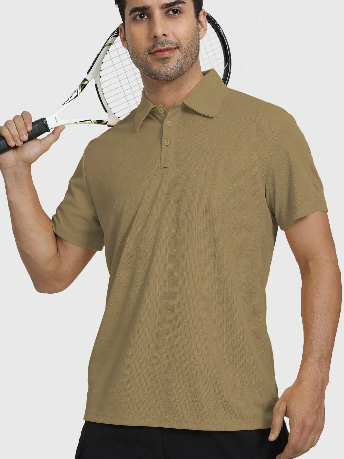 Speed mate Camisa Polo Golfe Masculina Secagem Rápida Cáqui