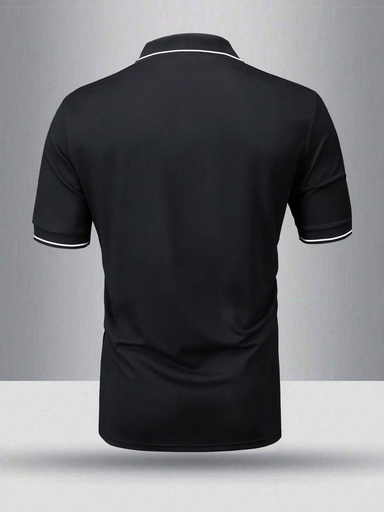 Shein Camisa Polo Masculina Esportiva Listrada com Detalhe Contraste