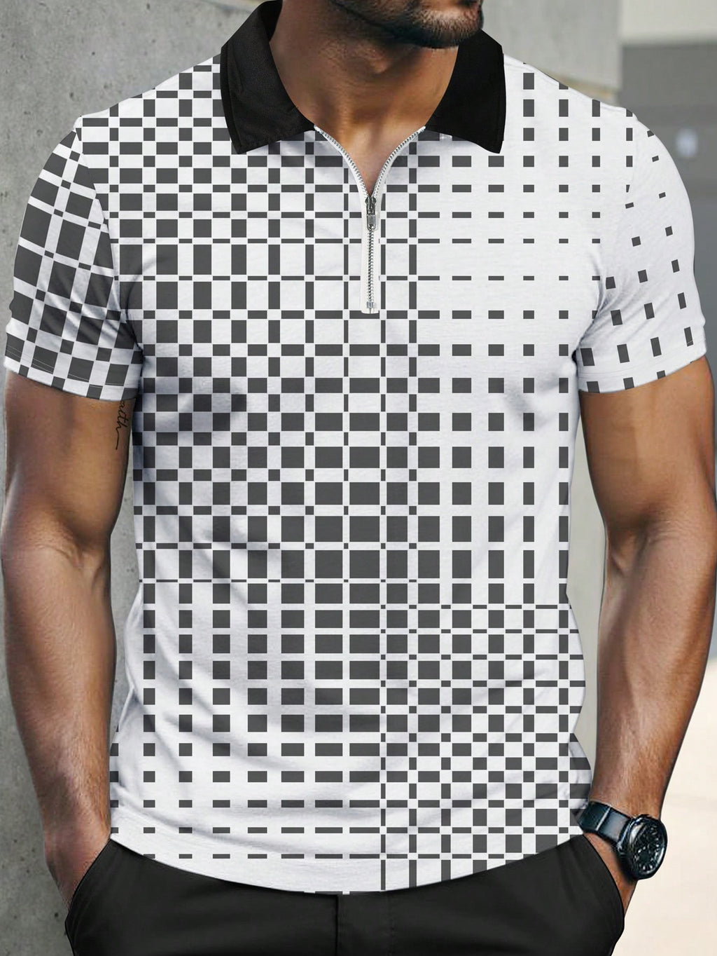 Manfinity Sport Corelite Men's Geometric Print Sports Polo T-Shirt