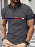 Shein Camisa Polo Esportiva Masculina Listrada Estampa Paris