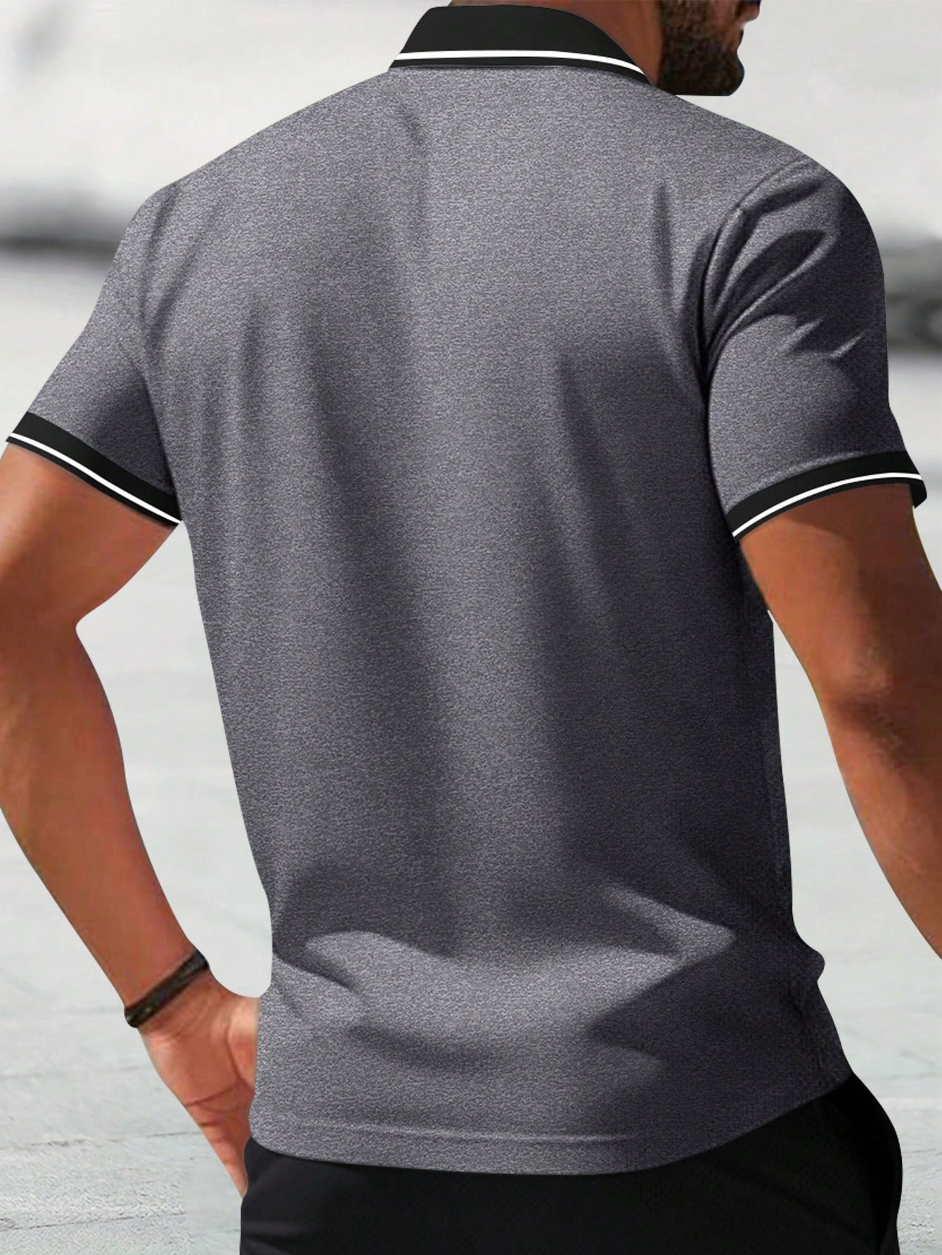 Shein Camisa Polo Esportiva Masculina Listrada Estampa Paris