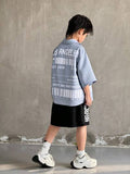 SHEIN Camisa Polo Tween Boys Estampa Gráfica Oversized Cinza