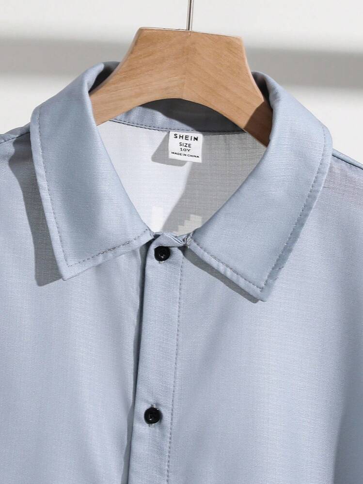 SHEIN Camisa Polo Tween Boys Estampa Gráfica Oversized Cinza