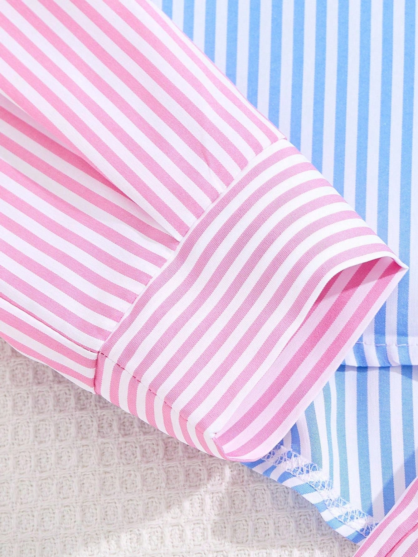 SHEIN Conjunto 2 Peças Polo Listrado com Laço Meninas