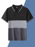 Shein Camisa Polo Masculina Esportiva Listrada com Detalhe Contraste