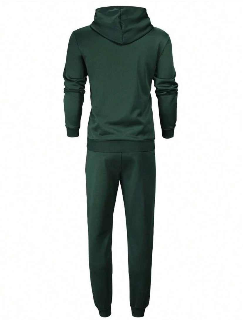 Conjunto de Moletom e Calça de Moletom com Estampa de Letra Futurista e Árvore de Natal Finos para Homens, Conjunto Casual da Moda com Bolsos e Calça com Cordão, Adequado como Presente para Marido ou Namorado