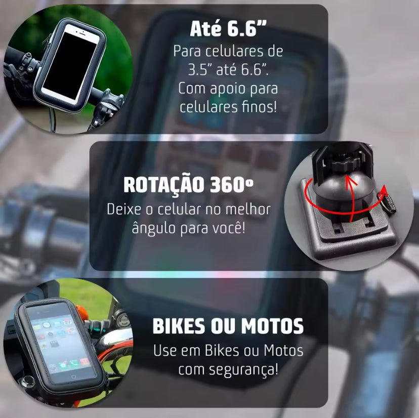 Suporte Capa De Celular Para Moto E Bicicleta A Prova D'agua 6.6 Polegadas
