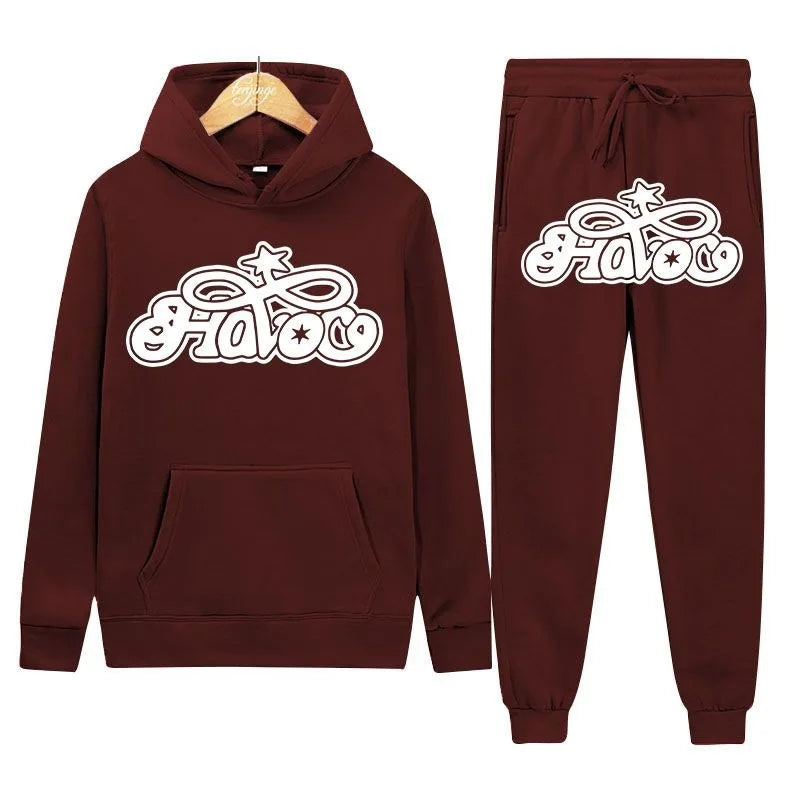 Conjunto de Moletom 2 Peças Y2K Harajuku Hip-hop Casual