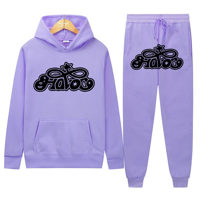 Conjunto de Moletom 2 Peças Y2K Harajuku Hip-hop Casual
