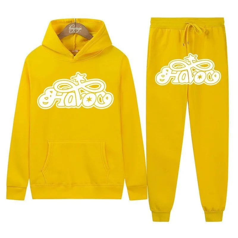 Conjunto de Moletom 2 Peças Y2K Harajuku Hip-hop Casual
