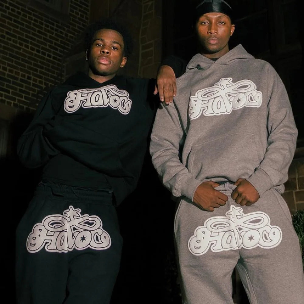 Conjunto de Moletom 2 Peças Y2K Harajuku Hip-hop Casual