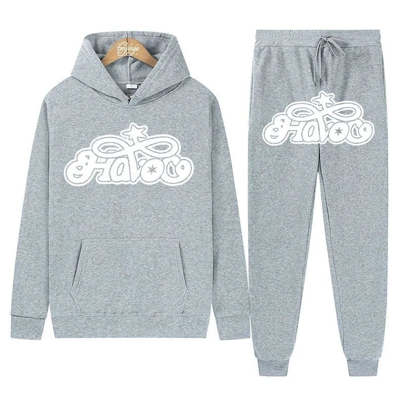 Conjunto de Moletom 2 Peças Y2K Harajuku Hip-hop Casual