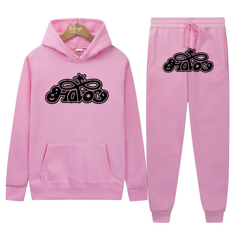 Conjunto de Moletom 2 Peças Y2K Harajuku Hip-hop Casual