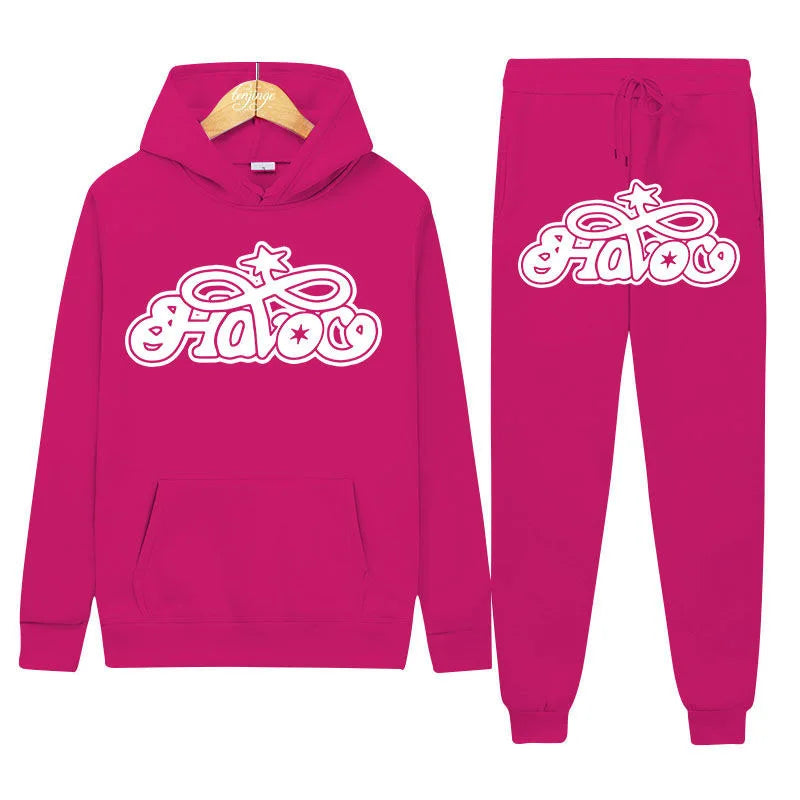 Conjunto de Moletom 2 Peças Y2K Harajuku Hip-hop Casual
