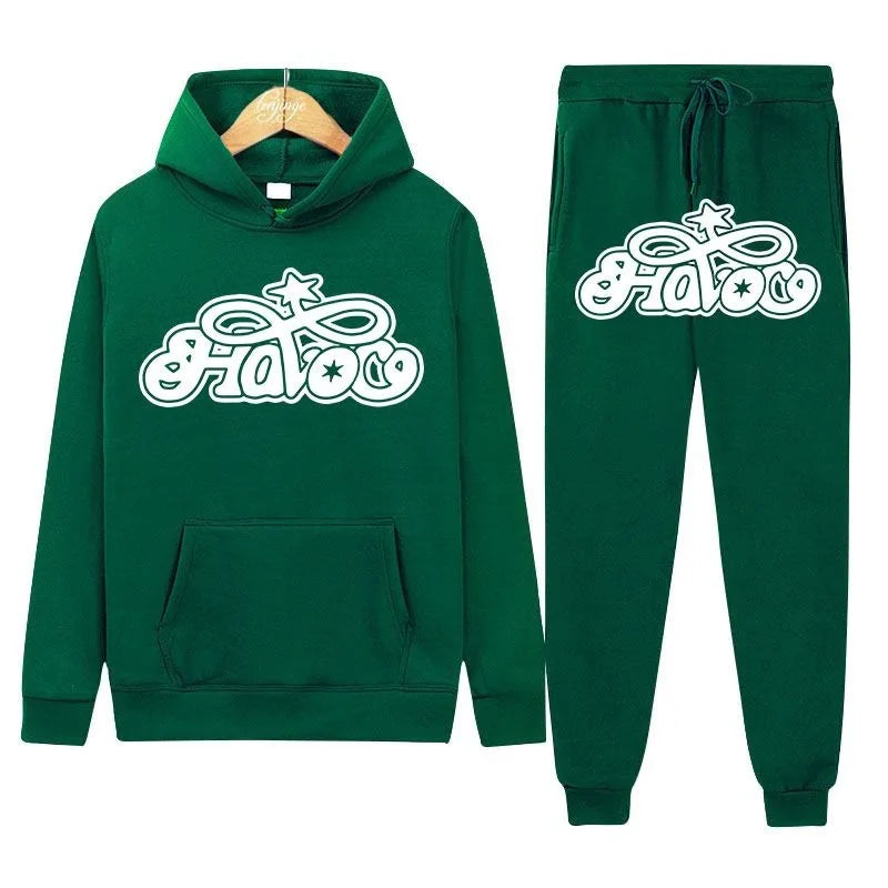 Conjunto de Moletom 2 Peças Y2K Harajuku Hip-hop Casual