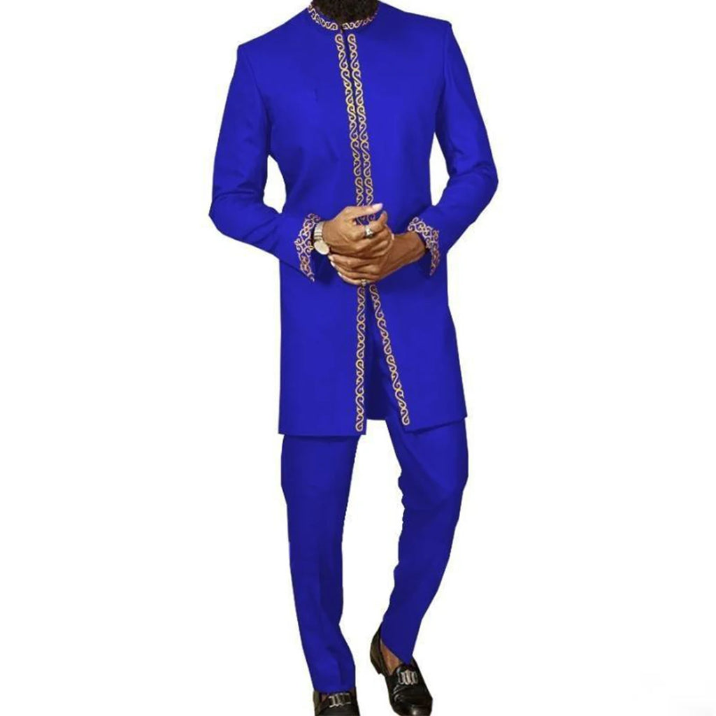 Conjunto Masculino Africano Tradicional Caftan Casual Loose Wedding 2 Peças