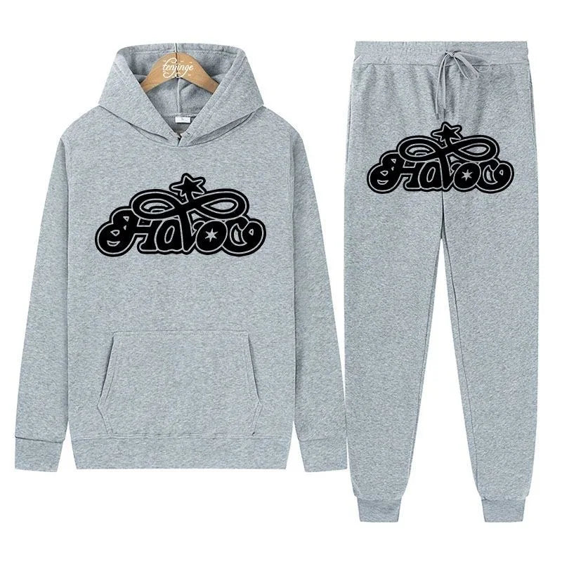 Conjunto de Moletom 2 Peças Y2K Harajuku Hip-hop Casual