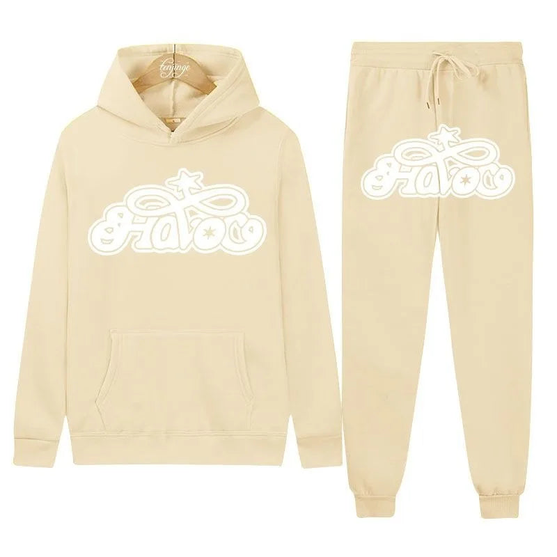 Conjunto de Moletom 2 Peças Y2K Harajuku Hip-hop Casual
