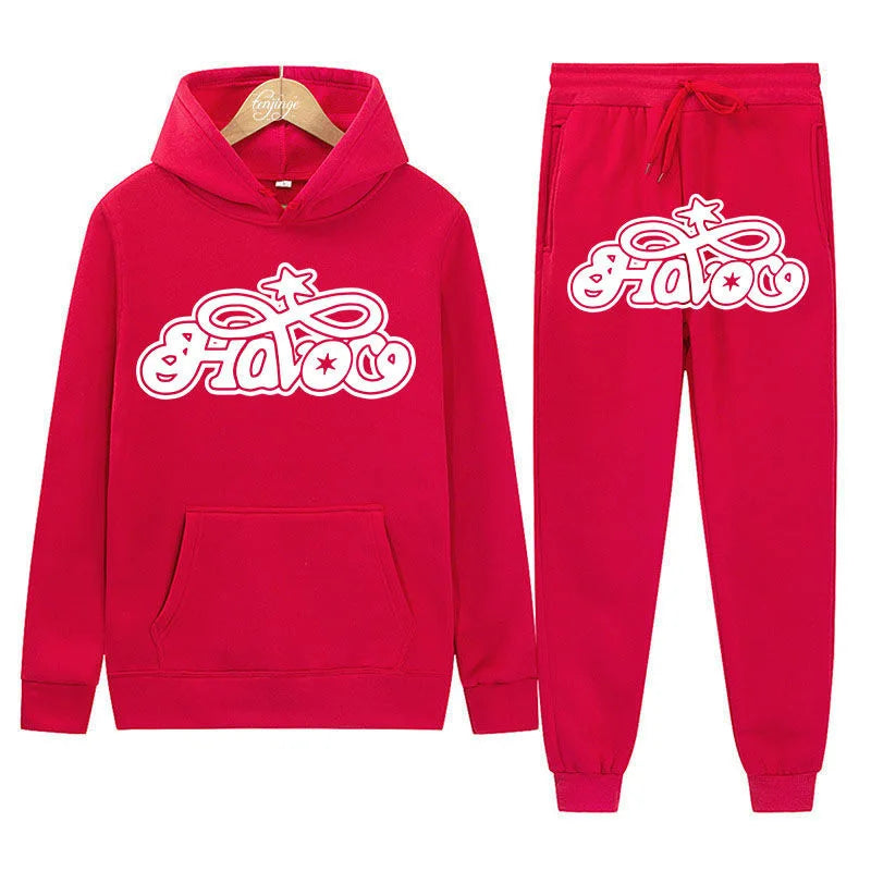 Conjunto de Moletom 2 Peças Y2K Harajuku Hip-hop Casual